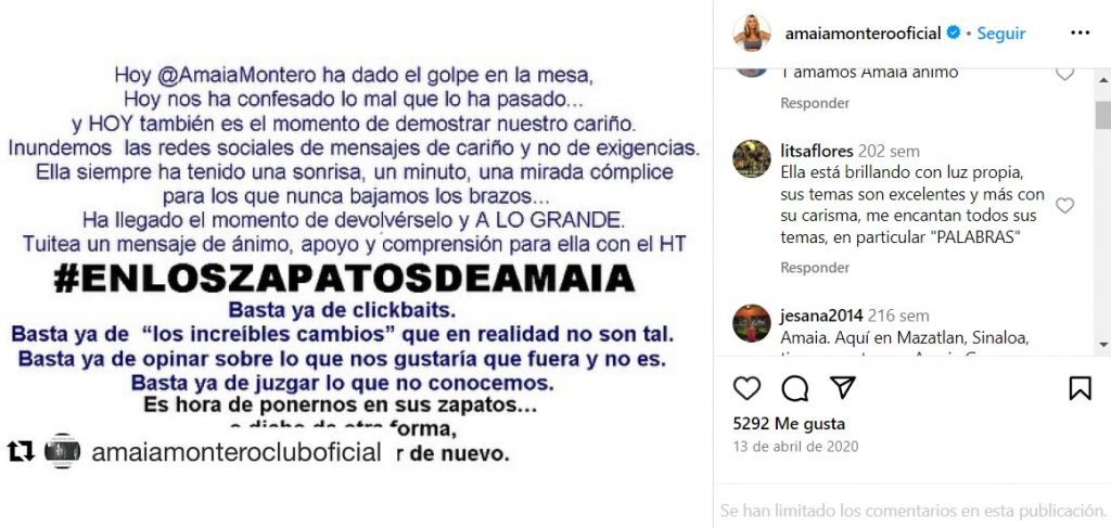 Amaia Montero salud mental