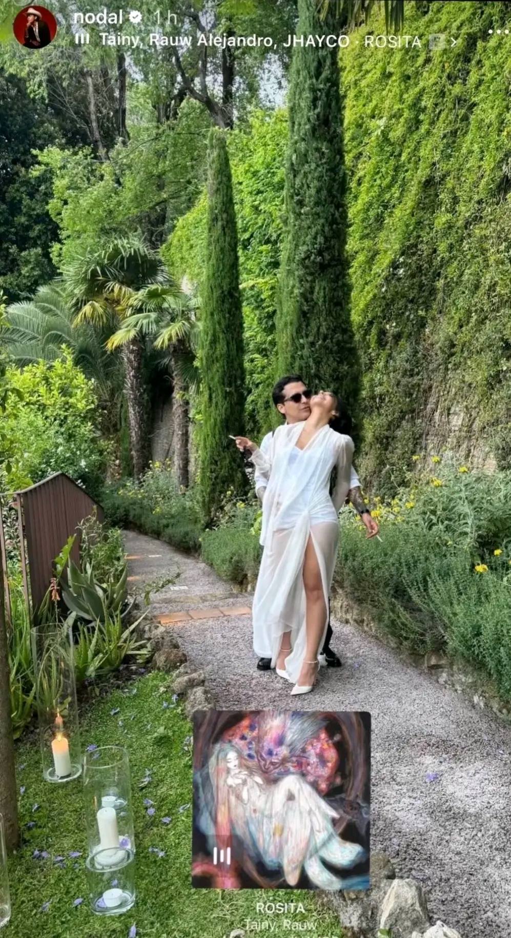 En respuesta a la mención, Nodal compartió una foto con su esposa y la canción Rosita / Créditos: Instagram Christian Nodal