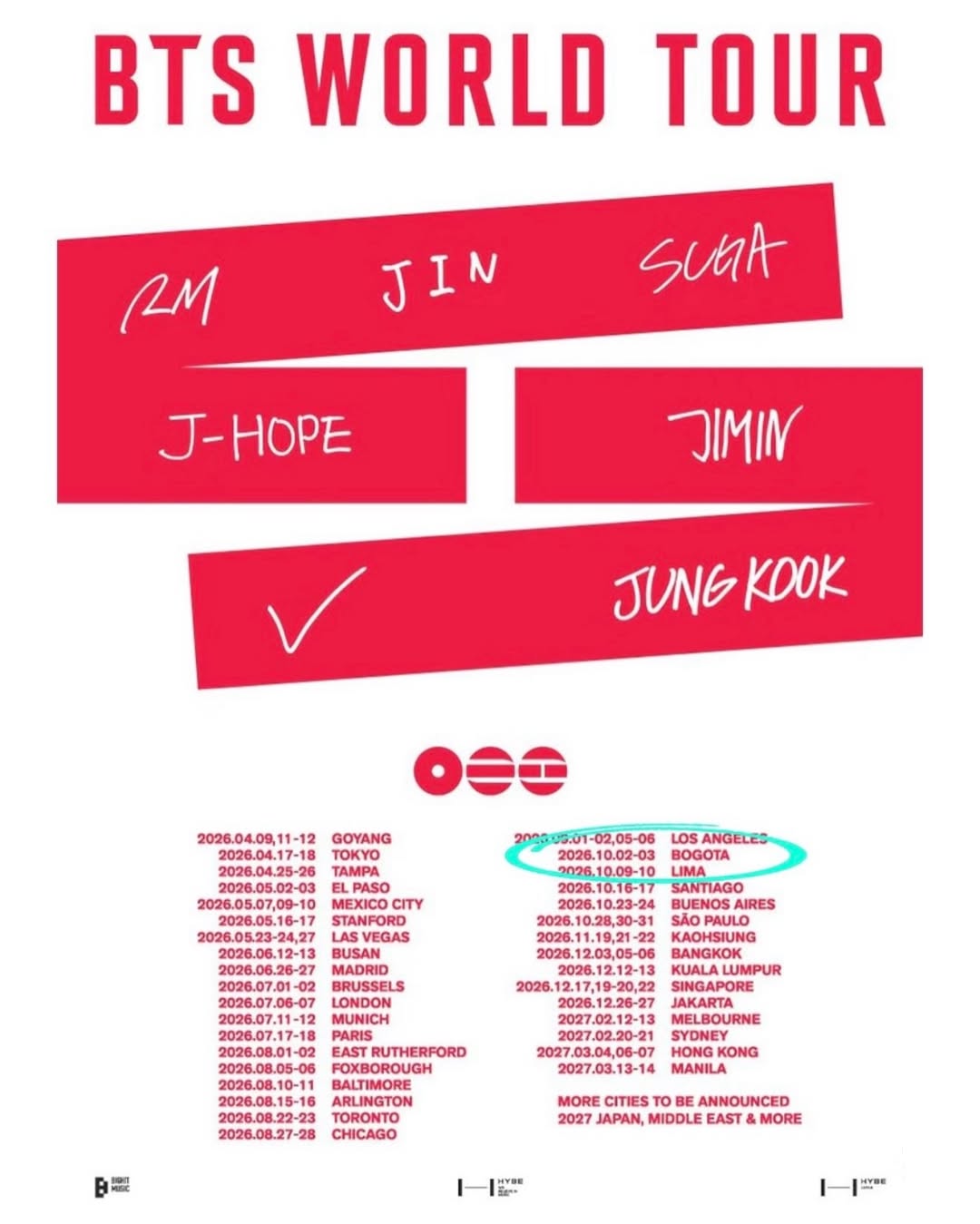 BTS anunció su esperada llegada a Colombia / Créditos: Instagram btsarmymedellín
