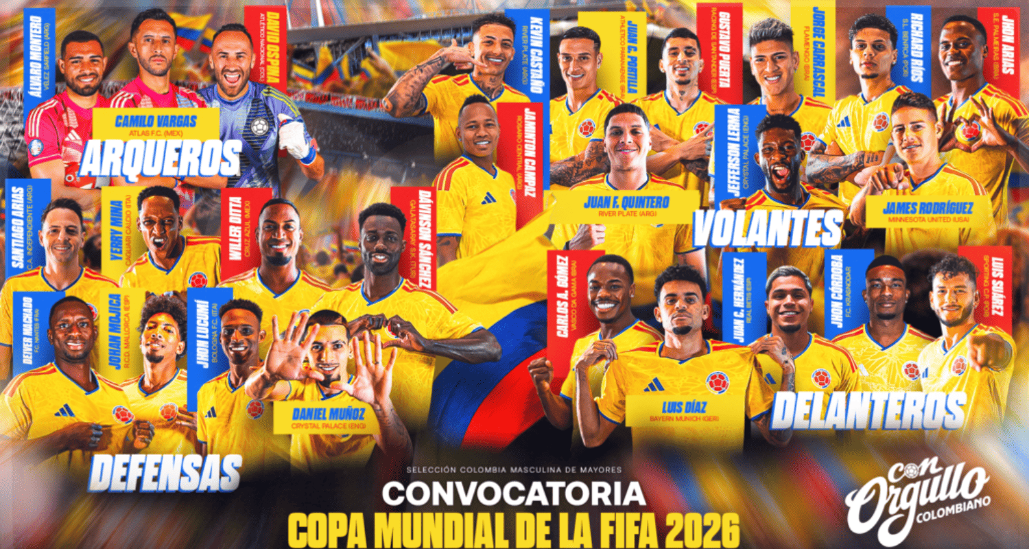 Colombia anuncia a sus 26 convocados para el Mundial 2026