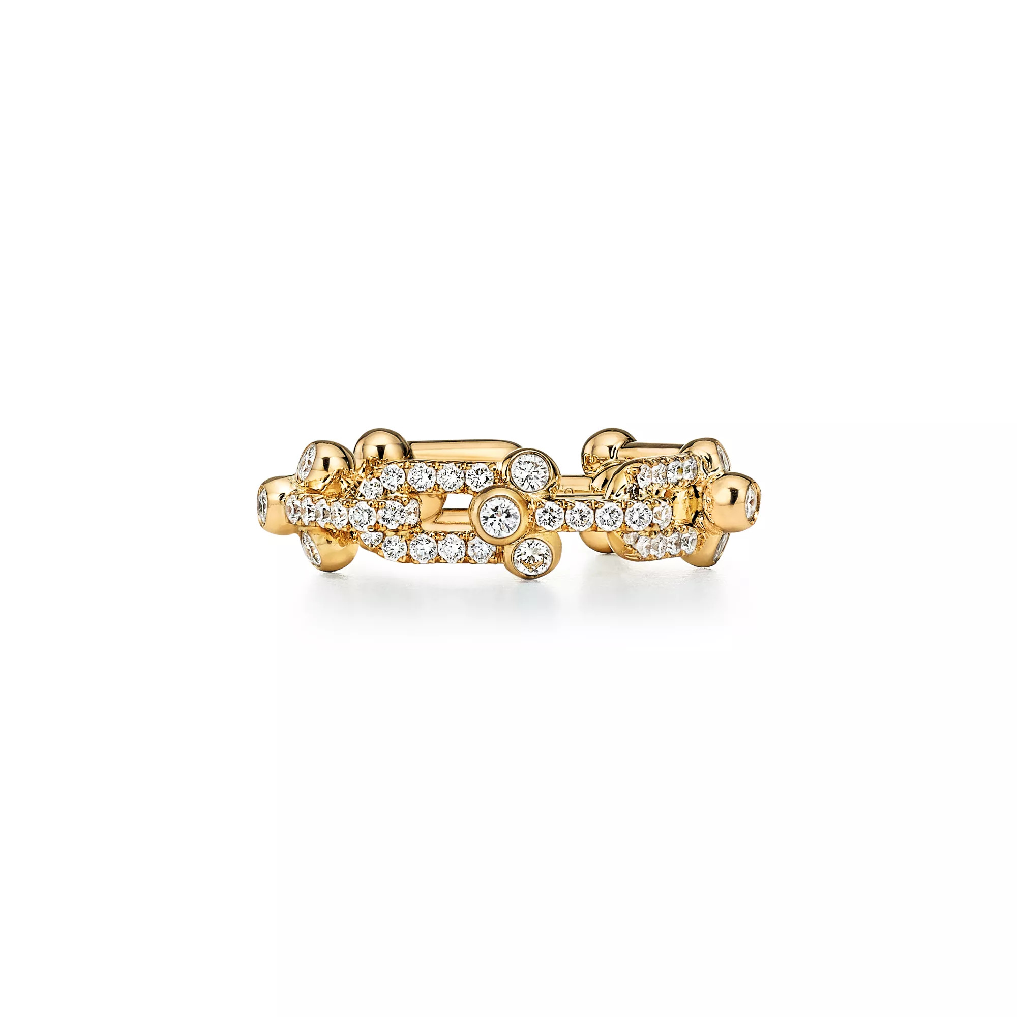 Anillo Tiffany HardWear en oro amarillo con pavé de diamantes