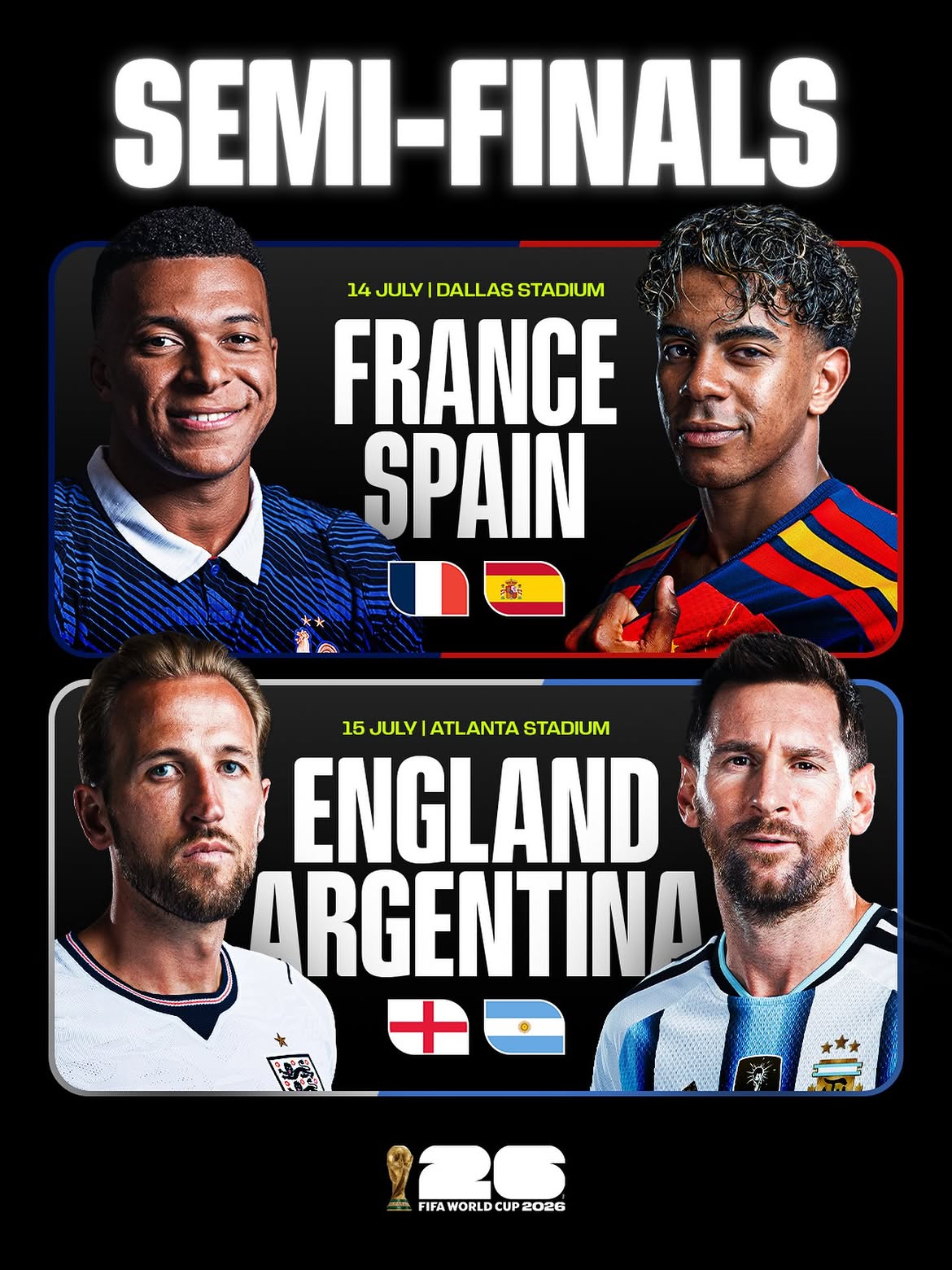 Las semifinales del Mundial 2026 serán 2 encuentro de alto interés / Créditos: Instagram FIFA